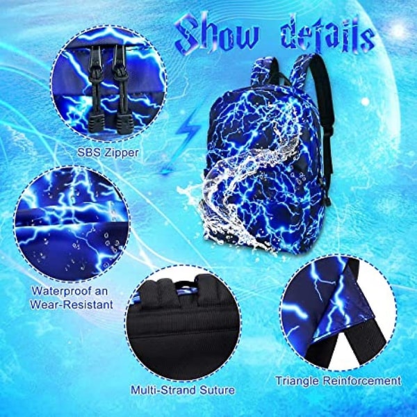 Uusi nylon yläkoulun opiskelijoiden reppuun Starry Sky Lightning opiskelijan suurikokoinen reppu – kahvi[HK] Blue