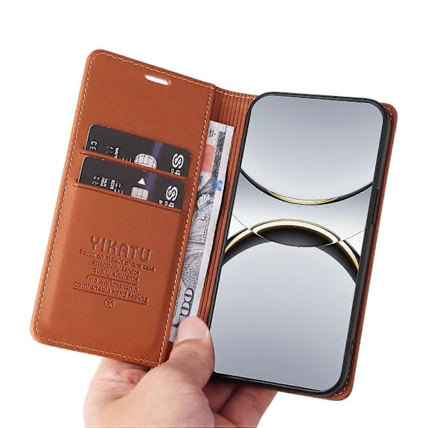 Plånboksfodral för Oppo Find X8 Pro 5G YIKATU YK-001 PU Läder Telefonskal med Ställ - Grön[HK] Brown Multicolor