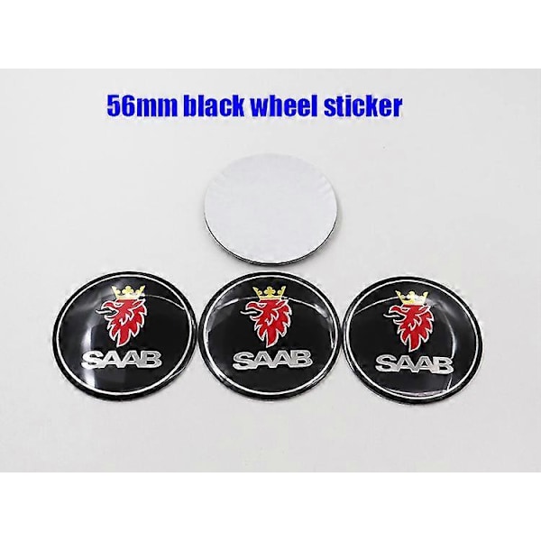 4 stk. 56 mm 60 mm Saab 9-3 Logo Bil Emblem Hjul Center Nav Kapsel Auto Fælg Eftermontering Støvtæt Badge Dæksler Klistermærke Styling Tilbehør[HK] SAAB 56 black