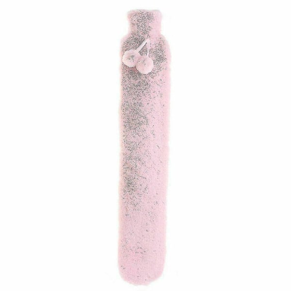 2l extra lång varmvattenflaska med fuskpäls avtagbart cover[HK] pink