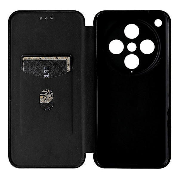 För Oppo Find X8 Pro 5G Skal Kolfibertextur Fallsäkert PU Läder Telefonskydd [HK] Black