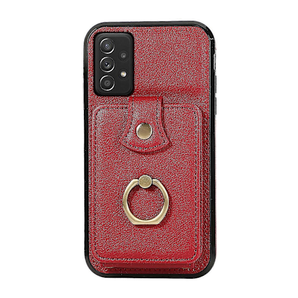 För Samsung Galaxy A52 4g / A52s 5g / A52 5g Fodral Korthållare PU Läder Telefonskal med Ställ [HK] Red