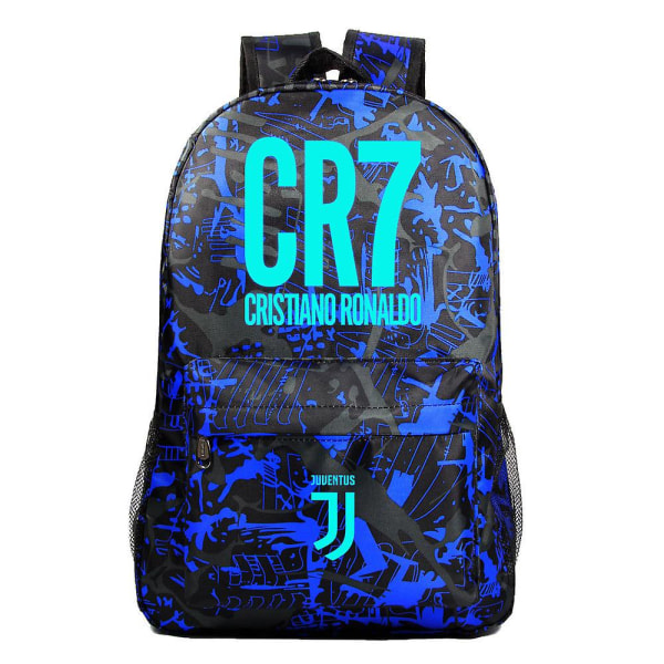 Blå Luminous Surrounding Fotball Ronaldo Ungdomsskolesekk: Stilig Unisex Casual Ryggsekk[HK] 3