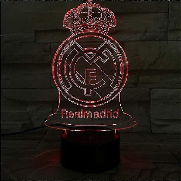 Wekity 3D LED Nattlampa Illusion Lampa 16 Färgskiftande Dekorlampa Perfekta Presenter Till Barn (val) (Real Madrid)[HK]