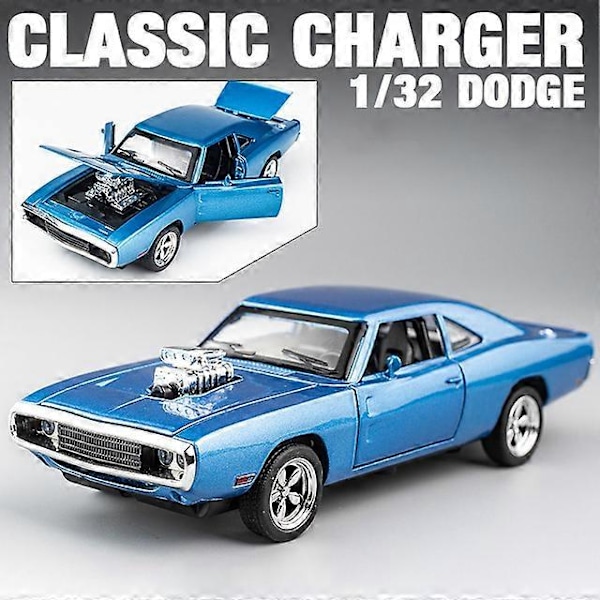 1:32  Charger 1970 Challenger Legetøjsbiler i Metal til Børn Klassisk Muscle Car Samling Bilmodel  Blå