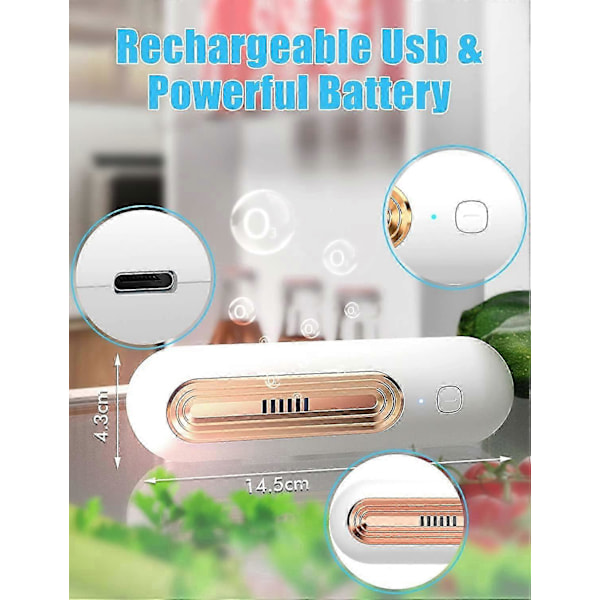 Kjøleskapsfrisker, Kjøleskapsluktfjerner Kjøleskapsdeodorant USB Oppladbar Gjenbrukbar, O3 Ozon Generatorer Liten Ozon Luftrenser for Kjøleskap[HK]