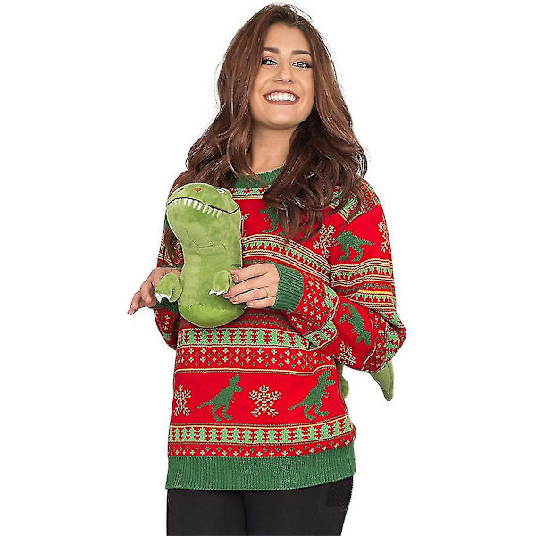 Unisex Jultröja, Rolig 3D Söt Dinosaurie Dock Pullover Tröja, Kul Fest Kläder Semester Jumper Top, För Kvinnor Män-yujia[HK] Green M