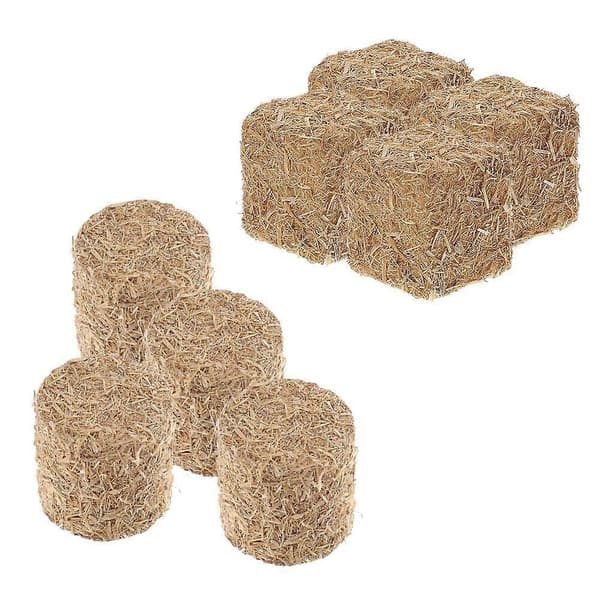 Mini Haystack Ornament for Dukkehus Scene 8 stk. Khaki Halmdekorasjon [HK]