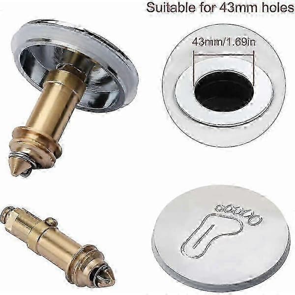 Click-clack pop-up afløb til badeværelse - Afløb til massagebadekar, jacuzzi, massivt forkromet messing - 42 mm[HK]