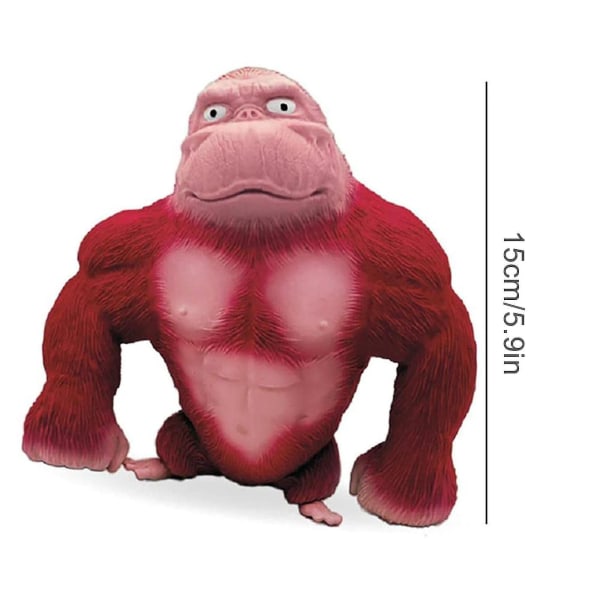 Squishy Monkey Anime Figurine Latex Monkey Gorilla Toy Jungle Animal Figurine, Vuxna Squishy Gorilla Stress Toy[HK] Red