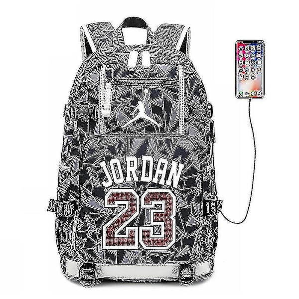 Nba Jordan Rygsæk Bulls Rygsæk Casual Rejse Basketball Sports Multifunktionel Skole Taske A Style F-u[HK] grey