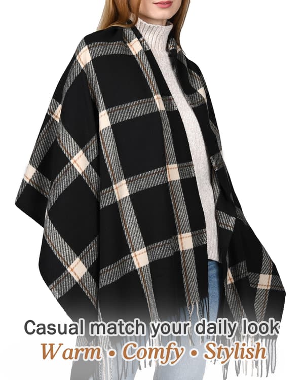Vinterhalsduk kashmir textur oversized svart[HK]