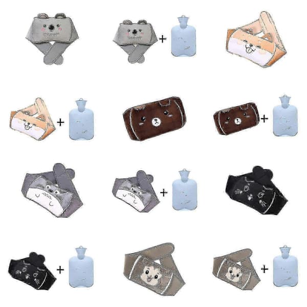 Grått Plysch Midjeskydd för Vintervärme - Inkluderar Ej Varmvattenflaska [HK]