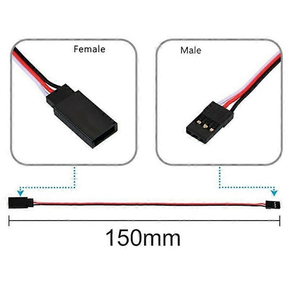 25 st JR Stil Servo Förlängningskabel, Servokablar, Hane till Hona JR Kontakt, RC Servo Förlängningssladd [HK] black   red   white