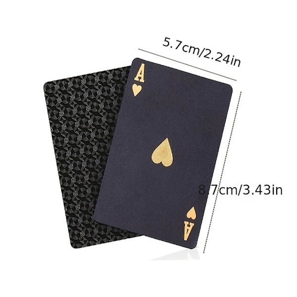 Luovat pokerikortit, vedenpitävät, mustakultaiset, ammattimaiset muoviset vakiopelikortit [HK]