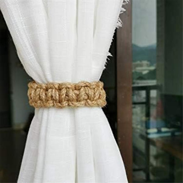 4pcs Braided Curtain Tiebacks For Drapes, Rustic Curtain Holdbacks, Handmade Curtain Ties For Sheer([HK])