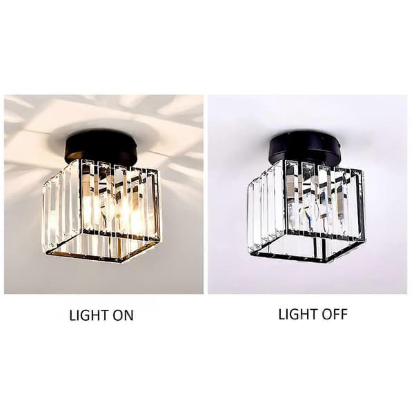 Mini kristallskärm E27 skrivbordslampa med rektangulär lampskärm svart[HK]