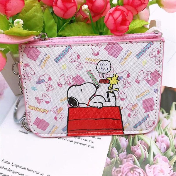 24 stiler Snoopy motekortholder Myntveske Kawaii Cartoon Anime Måltid Adgangskontrollkort Busskortveske med nøkkelringgaver[HK] X