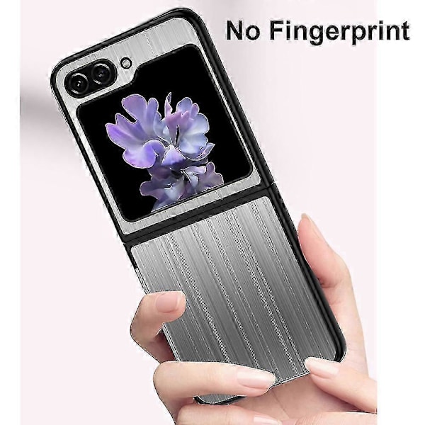 Borstat metallskal i rostfritt stål för Samsung Galaxy Z Flip 5, stötsäkra vikbara skal Boris[HK] Silver