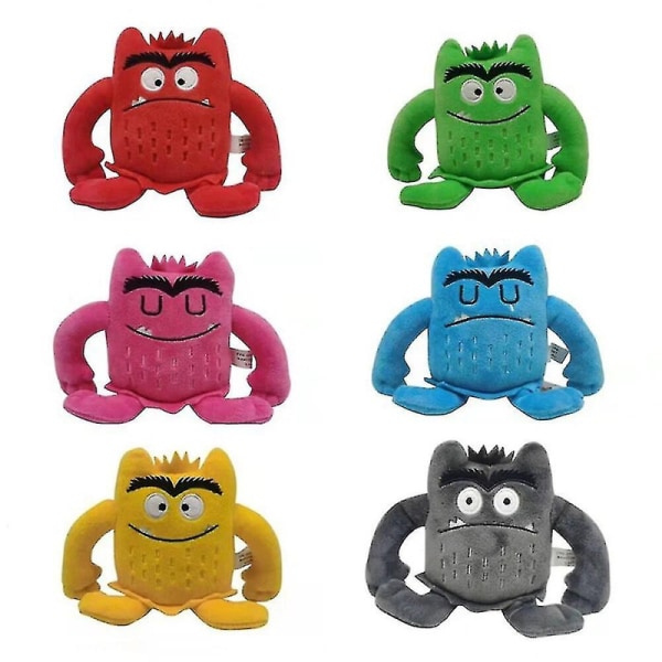 6 stk./sæt Farve Monster Plys Legetøj Peluche Baby Appease Coulor Følelser Plys Plys Legetøj Til Børn Børn Fødselsdag Jul[HhkK] Yellow