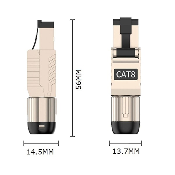 1 st RJ45 Cat6a Ethernet-kabelkontakter RJ45 Metallverktyg Fri enkel avslutningsplugg 2000mhz 40g La([HK])