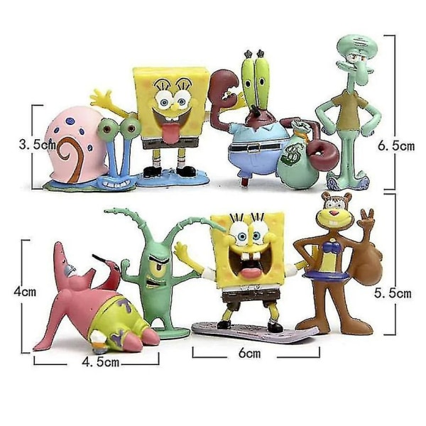 Akvariedekorationer för fiskskålar Spongebob Fyrkant[HK] 8pcs