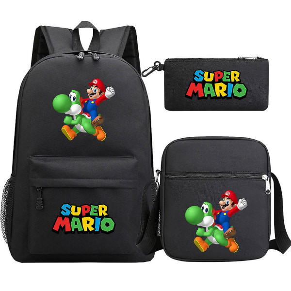 Super Mario Ryggsekk - Tenåringer Jenter Gutter - Kawaii Student Vanntett Canvas Skolesekker - 3stk Bærbar PC Mochilas Ryggsekker[HK] 2