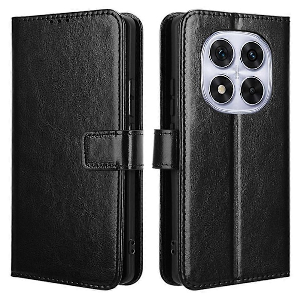 För Xiaomi Redmi Note 14 Pro+ 5G/ Note 14 Pro 5G Fodral Crazy Horse Textur PU Läder Telefonplånboksfodral [HK] Black