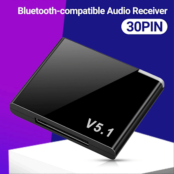 Audio Receiver Hurtig Transmission High Fidelity Plug Play 30 Pin Bluetooth-kompatibel5.1 Musik Receiver Adapter til Hjemmet[HK]