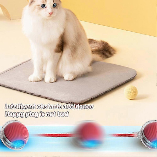Automatisk Kattboll med Hindringsundvikande, Interaktiv Leksak för Katter, Grön