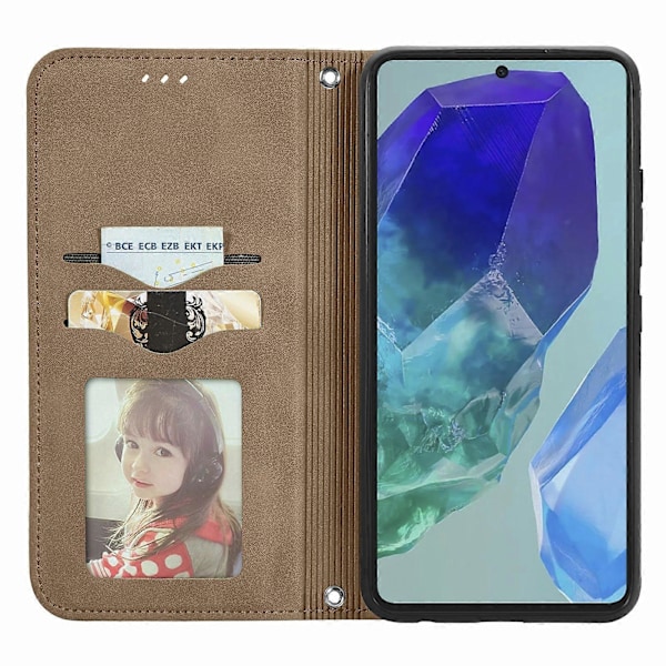 Til Samsung Galaxy S24 FE Etui Hud-Touch Læder Wallet Telefon Cover Magnetisk Absorption[HK] Brown