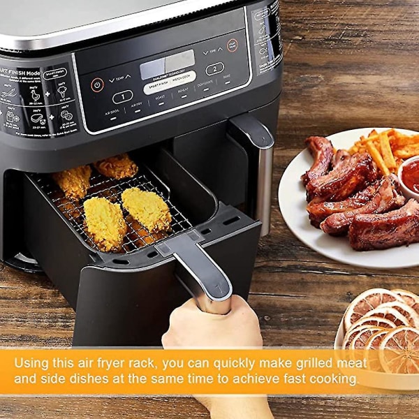Luftfrityrkurv for Ninja Dual Air Fryer 304 Rustfritt Stål Flere Lag Dehydrator Stativ Toast Stativ[HkkK] silver