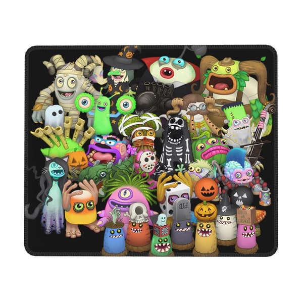My Singing Monsters Gummi Låsekant Musemåtte, Kontorbordmåtte, Skrivemåtte, Multi Code Gamepad Musemåtter til Computere Bærbar Mus [HK] Black 7.9" x 9.5"