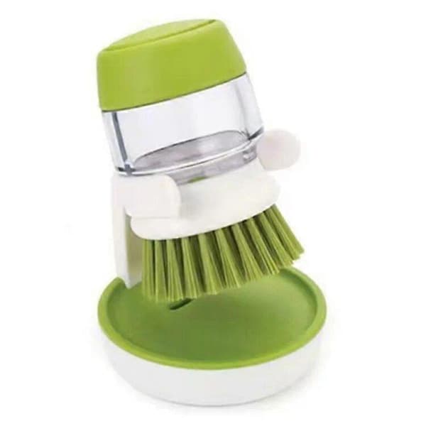 Diskborste med tvåldispenser, handborste, diskborste, köksborstar med hållare och droppbricka green