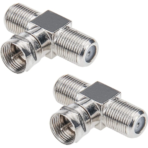 Koaxialkabelsplitter, TV-splitter 2 in 1 ut 2-pack F-typ Rg6 hane till 2 F hona 3-vägs kabelsplitter[HK]