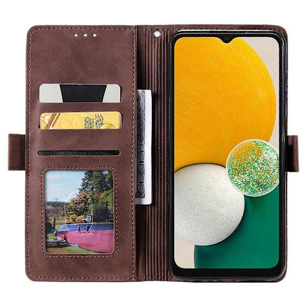 Vintage Splejset Læder Etui til Samsung Galaxy A35 5G Fuld Beskyttelse Telefon Cover[HK] Brown