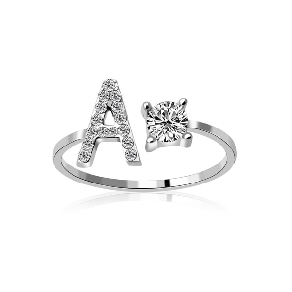 A-z bokstav silver metall justerbar öppen ring med initialer A