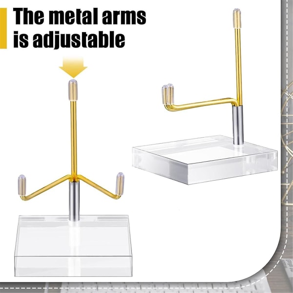 4 stk justerbar metallarm visningsstativ staffeli med akrylbase Rock Display Staffeli Holder Akryl([HK])