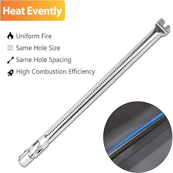 HKK rustfritt stål grillbrenner for Weber Genesis 300-serien (19,5 tommer) - E310, E320, E330, S310, S320, S330