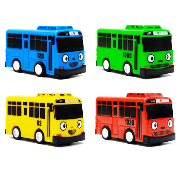 Liten buss Tayo lekesett, mini modell tilbaketrekningsbil, for jenter og gutter, barnas festgaver, barnegaver [HK] 4pcs M