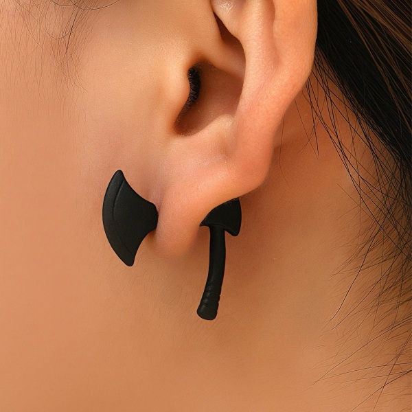 Punk svart øredobber øredobber for menn kvinner dobbeltsidig økse ørepropper sett