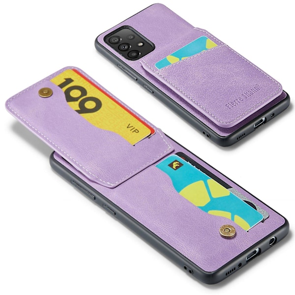 FIERRE SHANN Fodral med Kortfack för Samsung Galaxy A23 4G / A23 5G (Global Version) - Lila[HK]