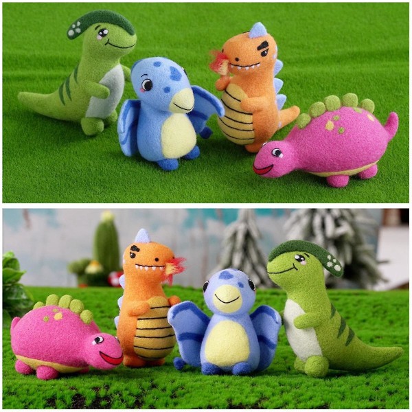 Baby Dinosaur Nålefiltning Kits til begyndere, nålefiltning kit, filt nåle, skum pude, filt klud, ([HK])