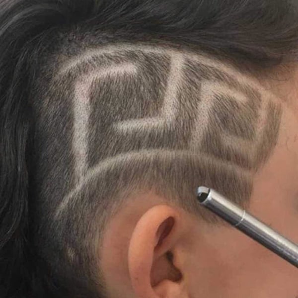 HK 1 Hårgraveringspen + 10 Blade Hårtrimmer Diy Frisure Salon Magisk Graveret Rustfrit Stål Fjer Frisør Frisørsaks