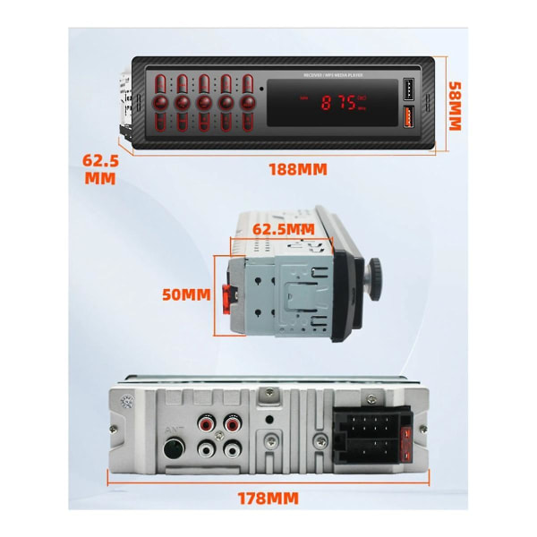 Bil MP3-spelare Handsfree-samtal Dubbel USB Trådlös Bluetooth Aux-ingång 1099 Bilkortradiostöd([HK])