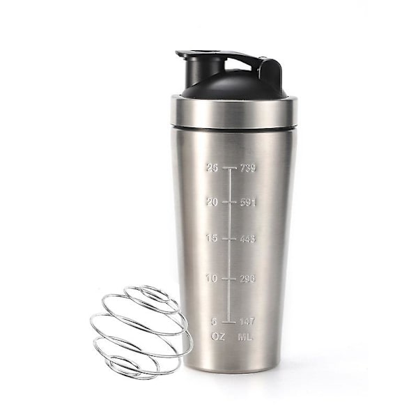 Rustfrit Stål Whey Protein Shakerflaske Med Blender Ball Målemærker BPA Fri Til Gym Og Sport Vandblanding Kop[HkkK] Silver 5 ML 17OZ