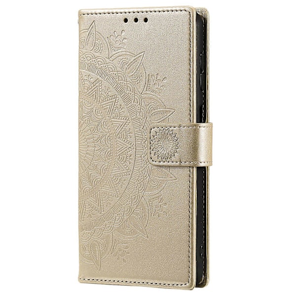 För Samsung Galaxy S25 Plus Skal Präglat Totem PU Läder Plånbok Ställ Telefonskydd [HK] Gold