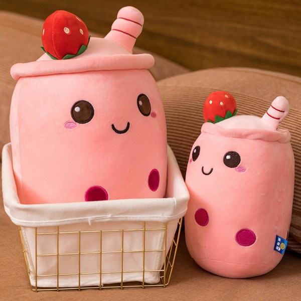 Haloppe Bubble Tea Plysj Ultramyk Selskap Elskelig 3D Bubble Tea Plysj Fylt Dukke for Bad [HK] 35cm Pink