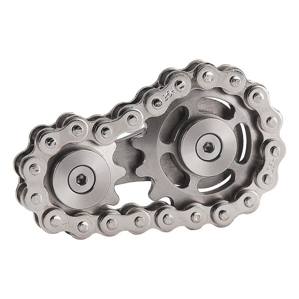 Bike Chain Gear Fidget Spinner Metal Spinner - Ruostumattomasta teräksestä valmistettu uutuuslelu stress relief ja käsien vahvistamiseen[HK] silver
