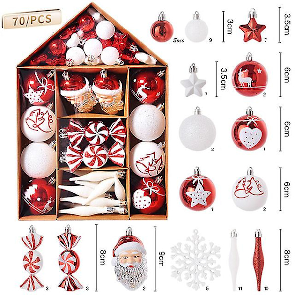 70 st/ask  Klotprydnadsset Julgran Hängande Smycken Hem Nyårsgåvor Dekorationstillbehör 2023 Navidad Noel[HK] 70pcs style B Other